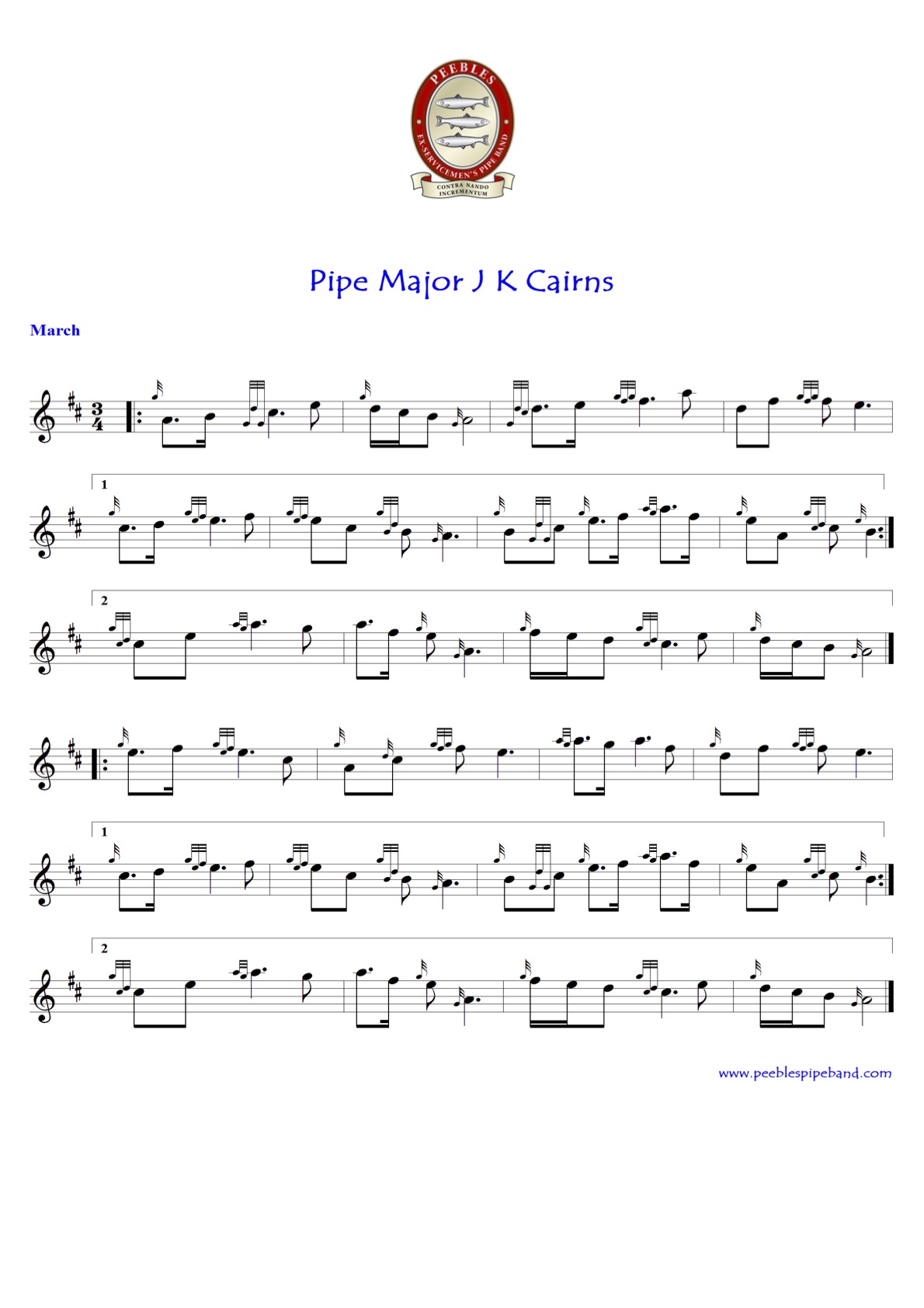 Pipe Major J K Cairns