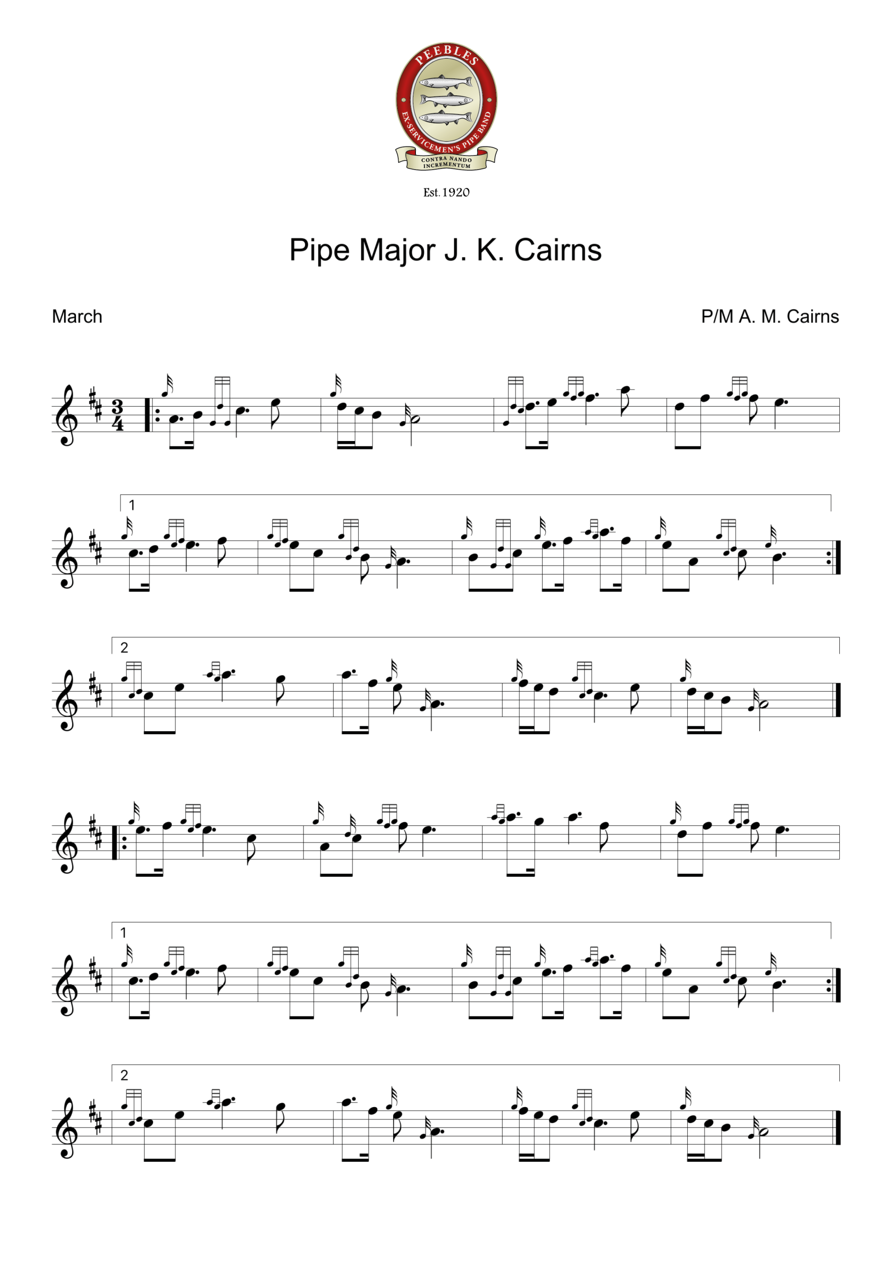 Pipe Major J K Cairns
